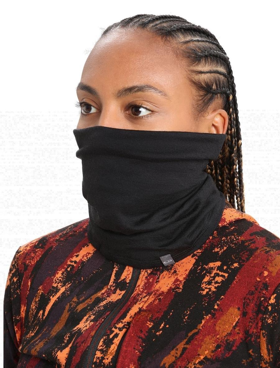 Men's Icebreaker Unisex Merino Flexi Chute Scarves Black | CA 1874NWYB